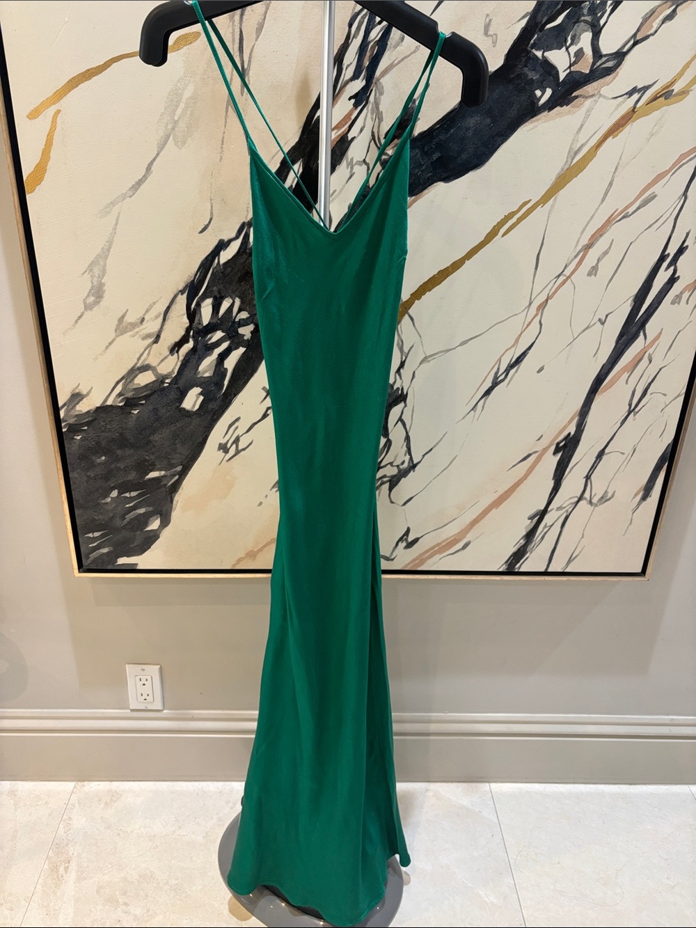 Forever 21 Green Spaghetti-Strap Maxi Slip Dress